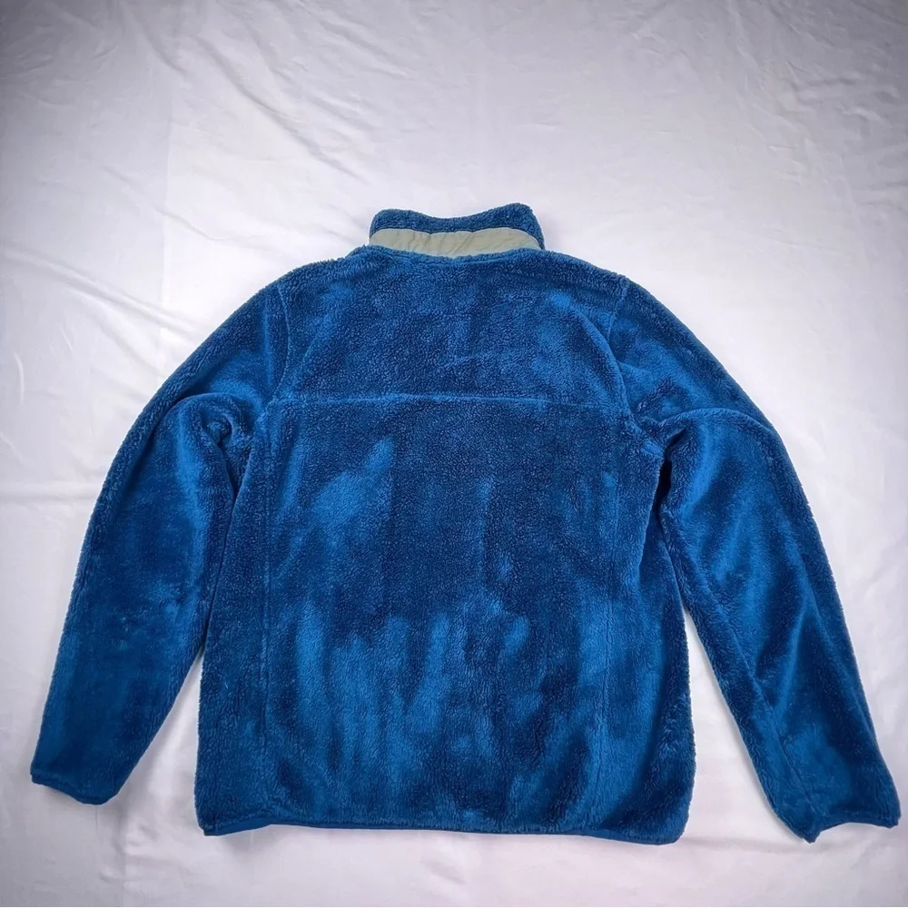 L.L. Bean Women’s Fleece Sweater - Large - Front pocket - Royal Blue and Greige